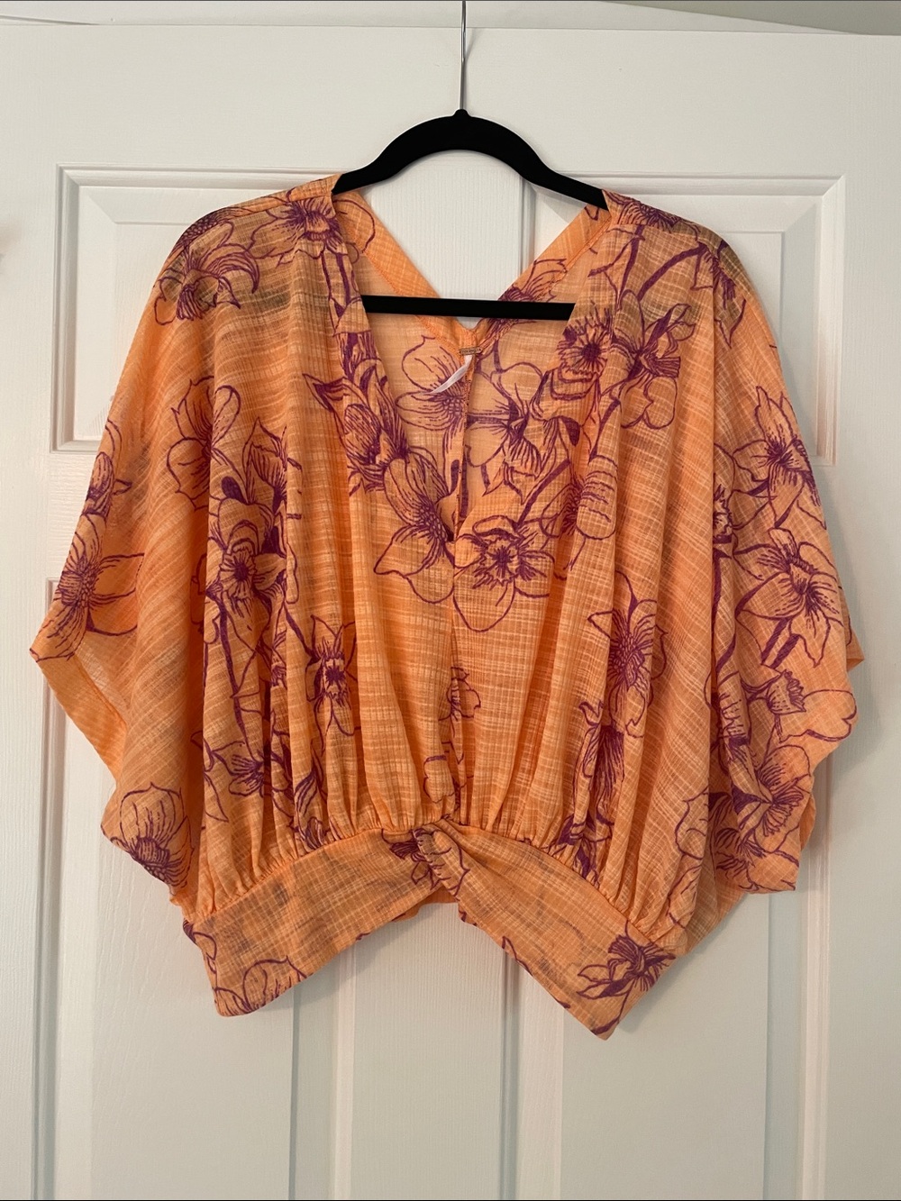 Free People One Dance Orange and Purple Floral Women's Top
